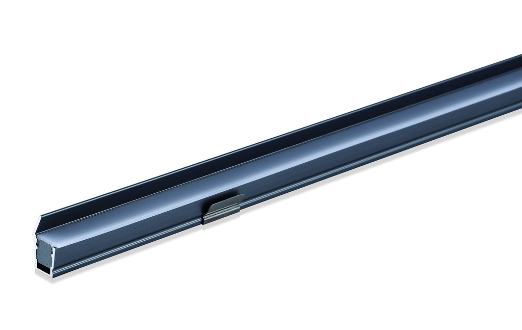 Moulure en aluminium avec diffuseur givré, modèle anti-reflet, finition gris foncé