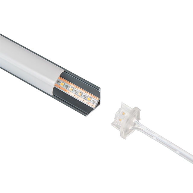 Moulure en aluminium, modèle à angle, 24 volts, sans soudure, finition gris foncé