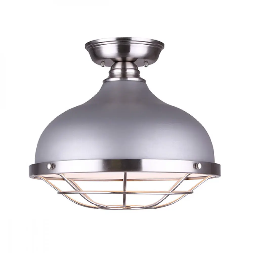 Semi-plafonnier, finition nickel brossé, 1 X A19