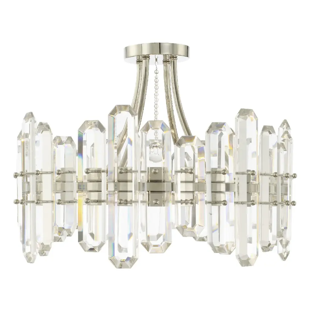 Luminaire suspendu, finition nickel poli, 4 X A19