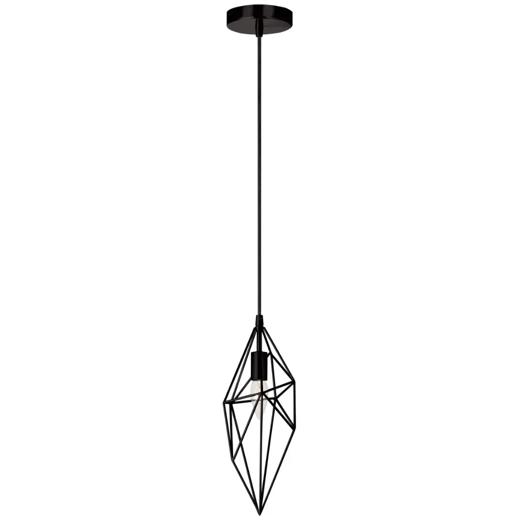 Luminaire suspendu, finition noir, 1 X culot E12