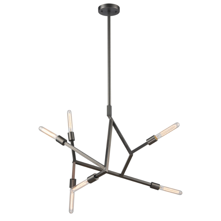 Luminaire suspendu, finition graphite foncé, 6 X A19