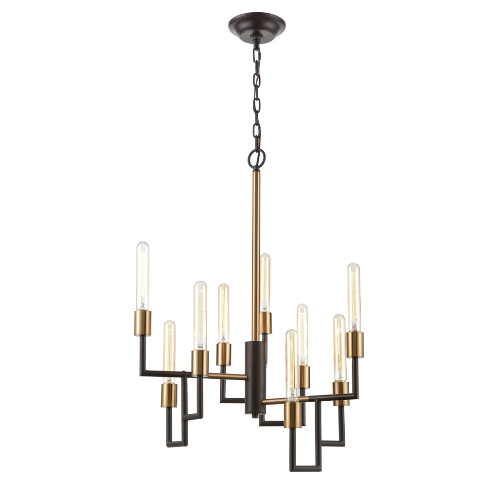 Luminaire suspendu, finition bronze brossé huilé, 9 X A19