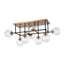 Plafonnier, finition noir mat avec verre clair, 8 X Torpedo