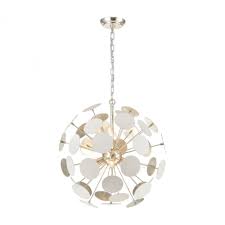 Luminaire suspendu, finition blanc mat avec disques blancs, 6 X Torpedo