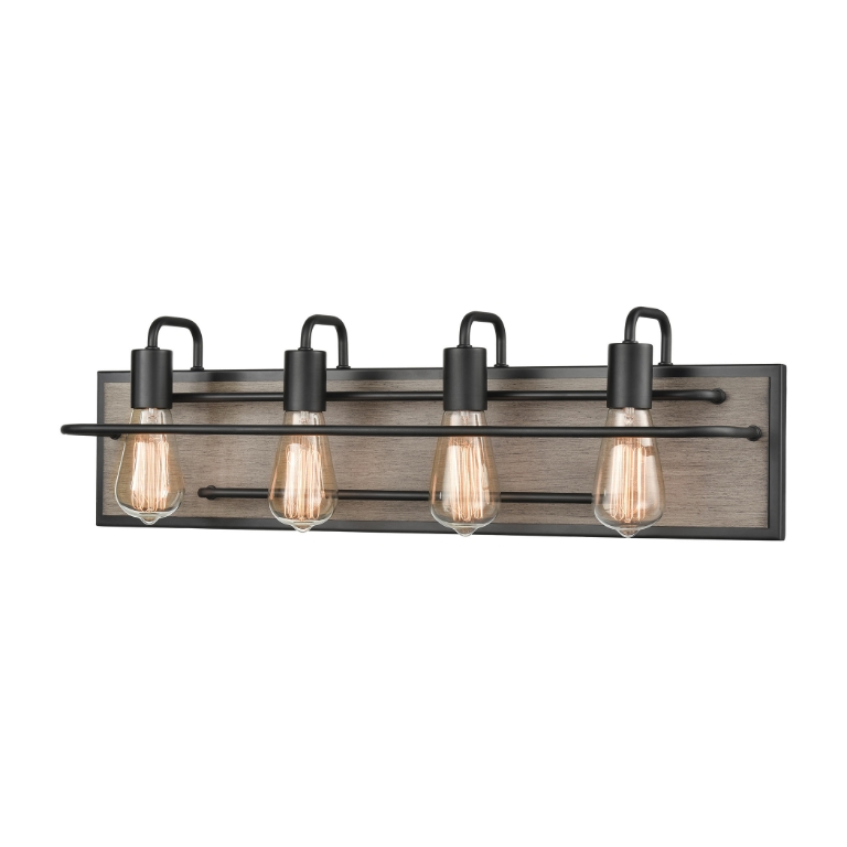 Luminaire mural, finition noir mat et tremble, 4 X A19