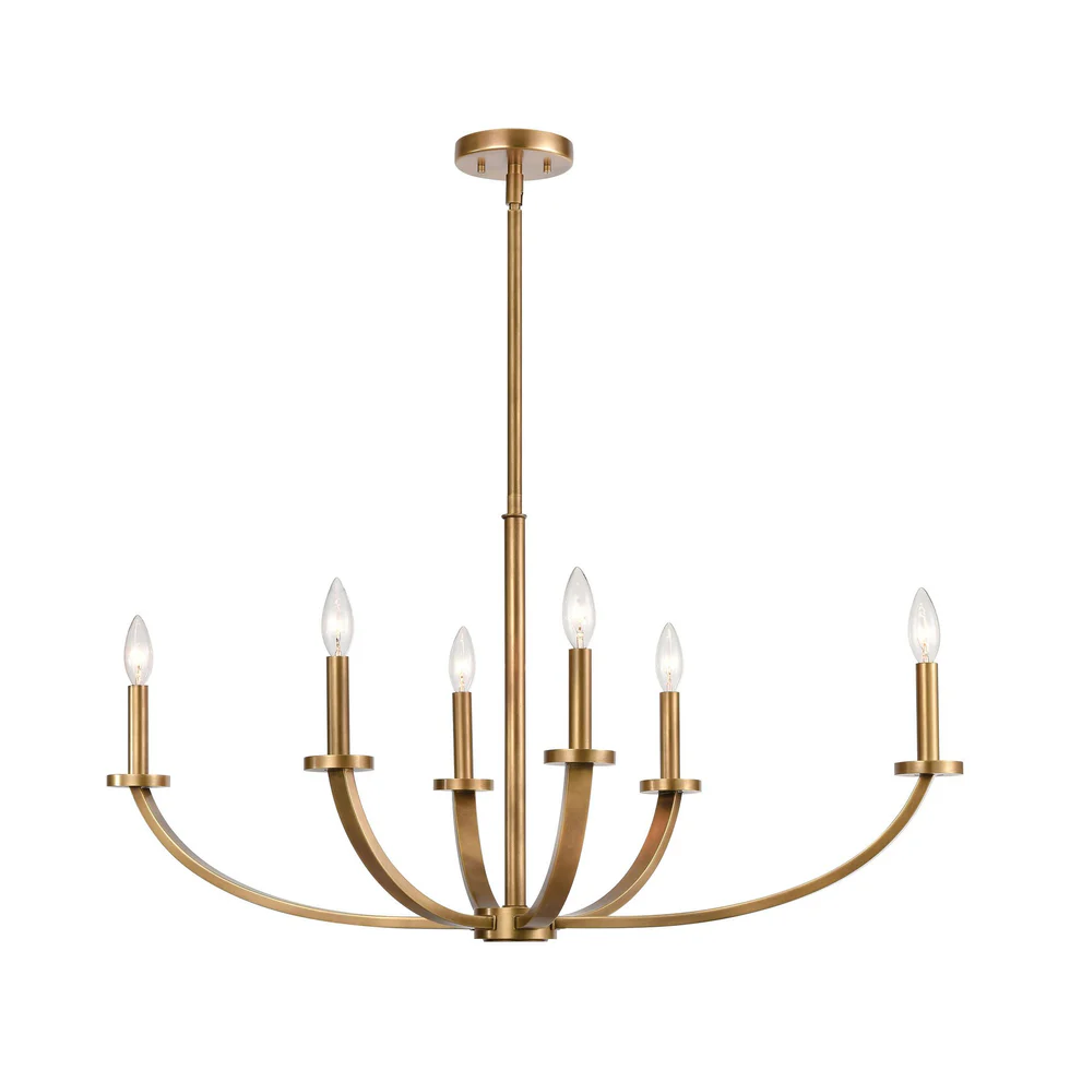 Luminaire suspendu, finition laiton naturel, 6 X Torpedo
