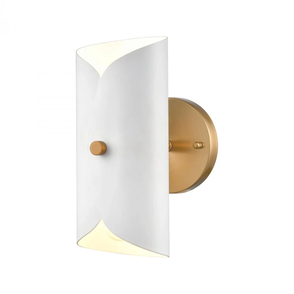 Luminaire mural, finition laiton vieilli et blanc mat, 2 X B11