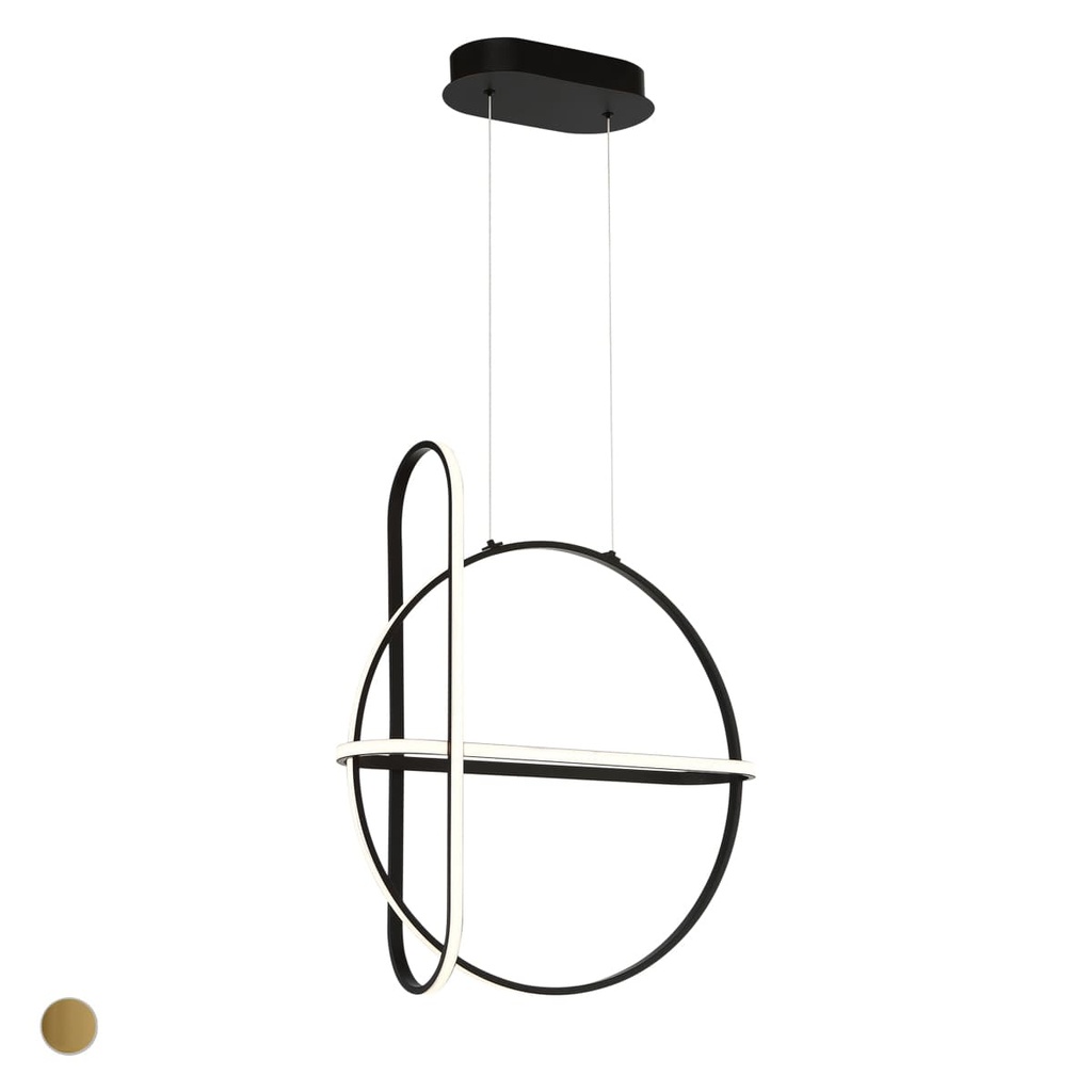 Luminaire suspendu DEL, finition noire mat, 59 watts, 3000K