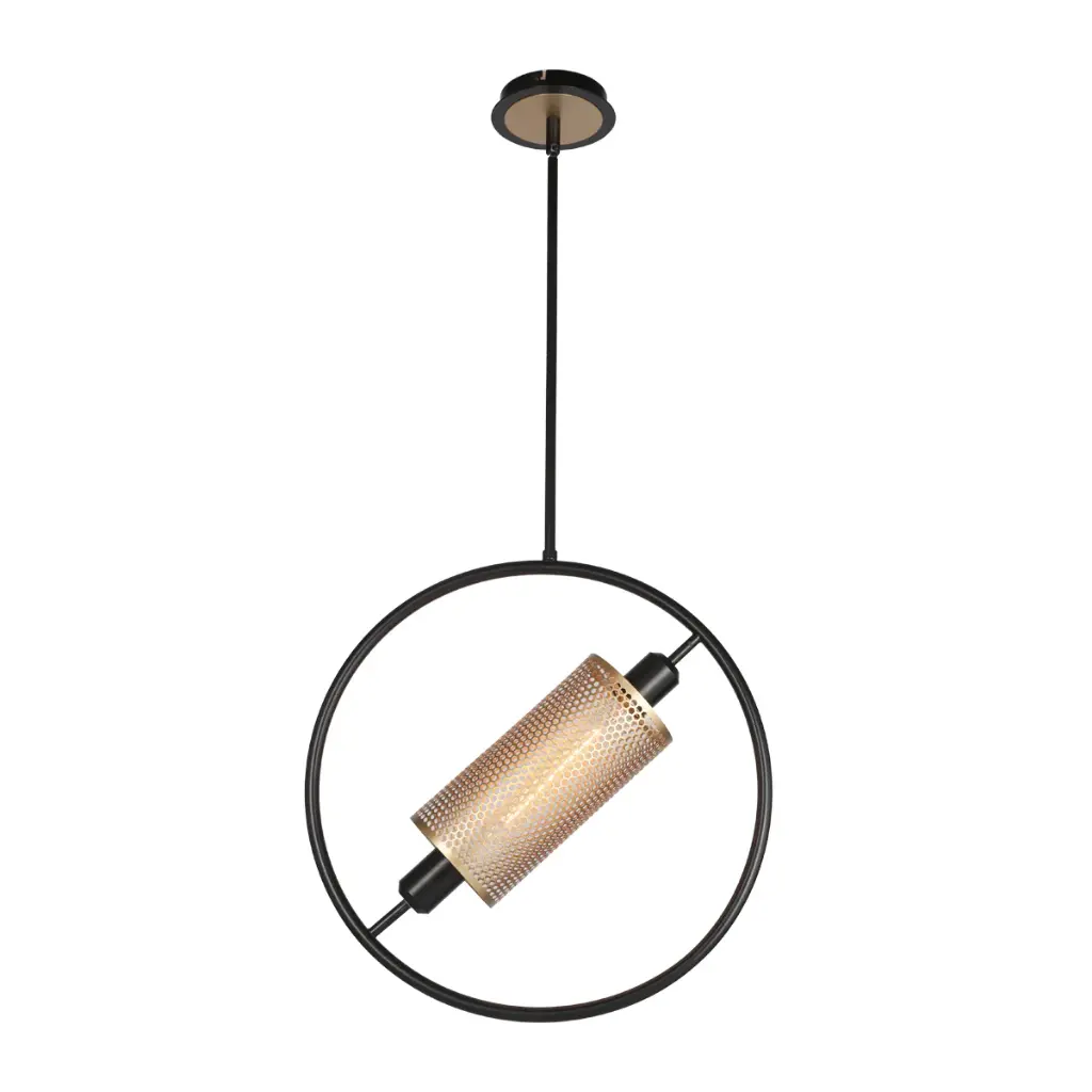 Luminaire suspendu, finition noir et or, 1 X T10