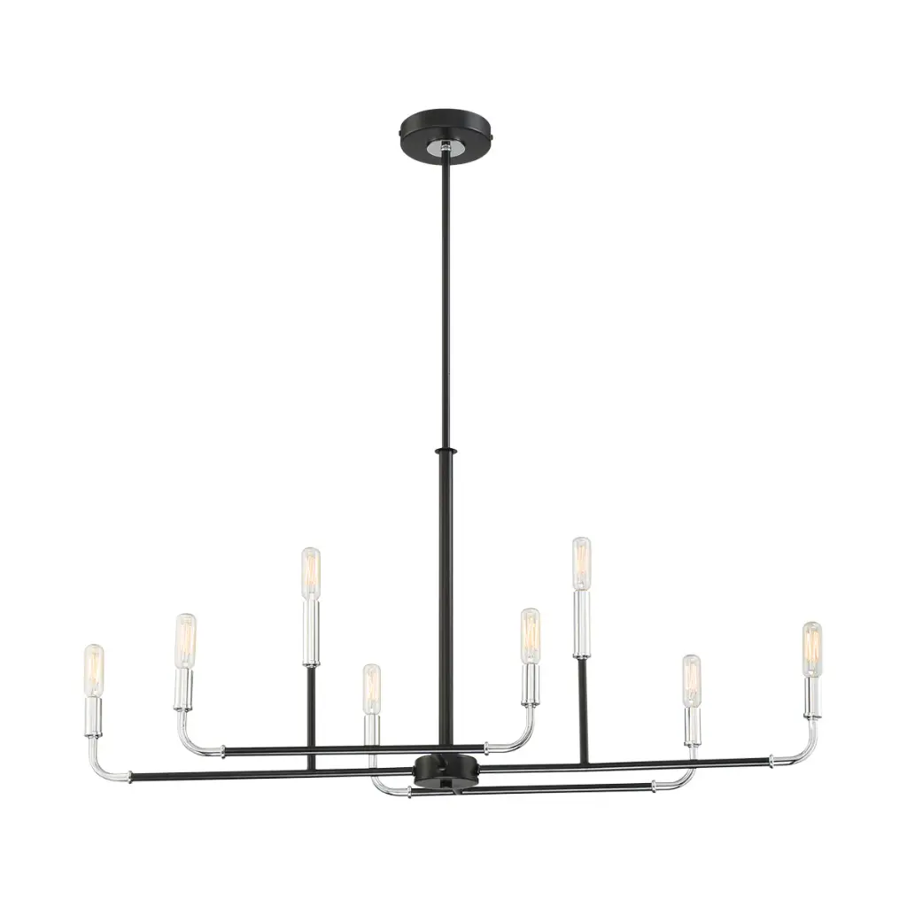 Luminaire suspendu DEL, finition chrome et noir, 320 watts, 8 X Edison