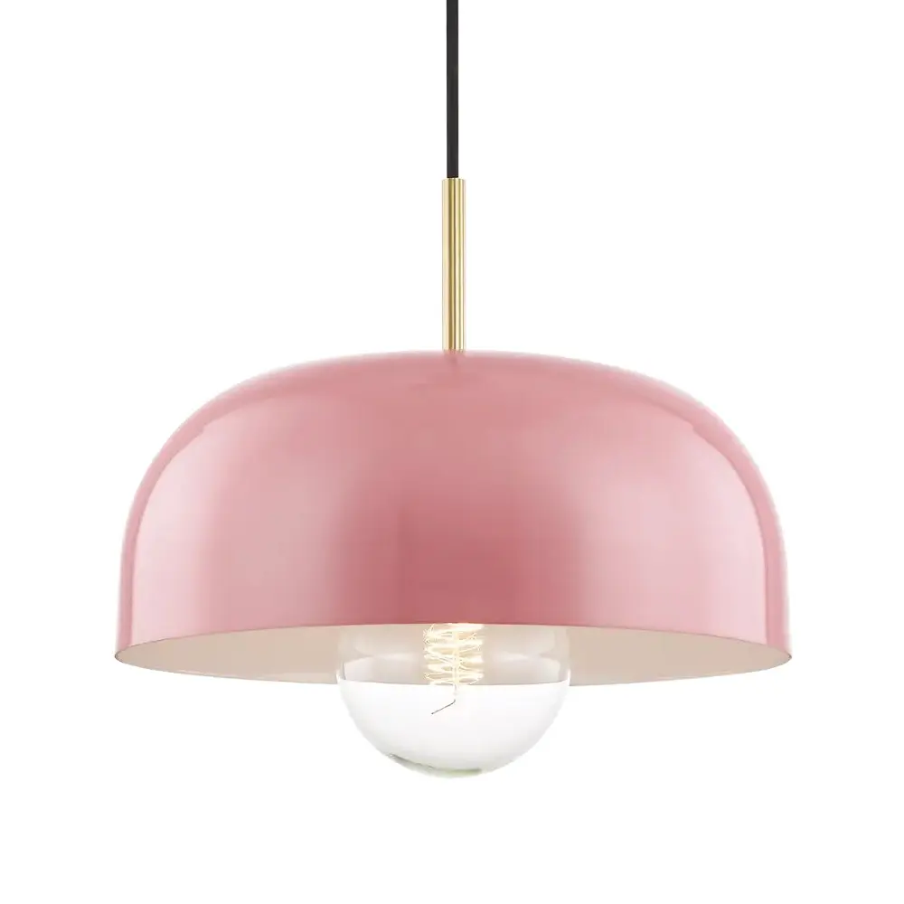 Luminaire suspendu, finition laiton brossé et rose, 1 X A19
