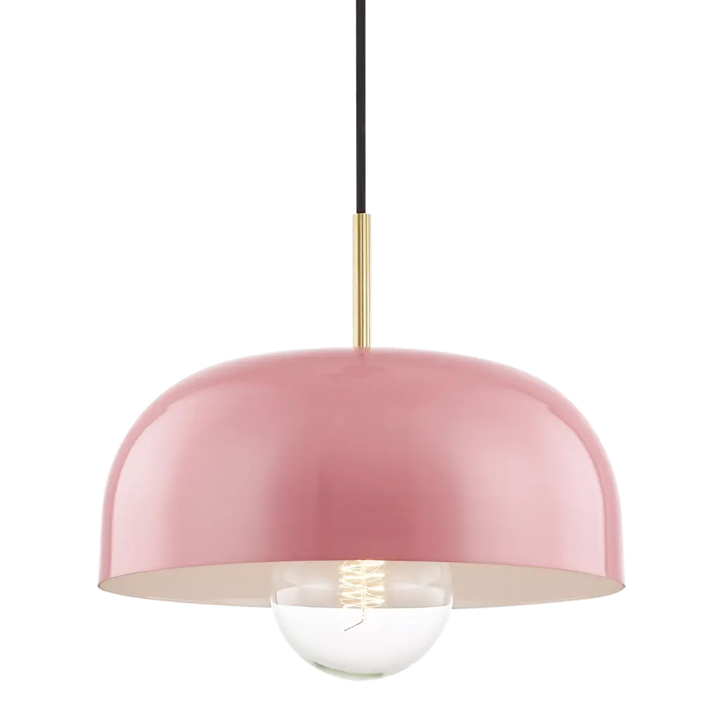 Luminaire suspendu, finition laiton brossé et rose, 1 X A19