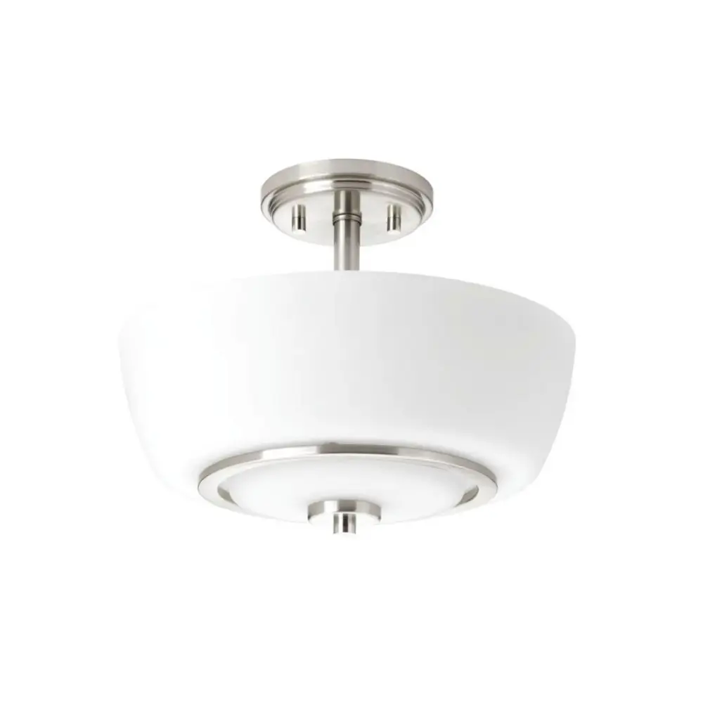 Plafonnier, finition nickel, 2 X A19