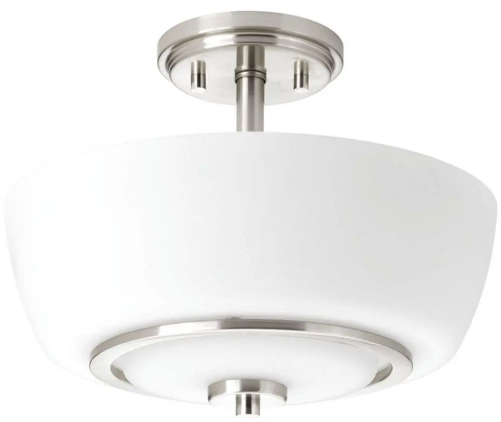 Plafonnier, finition nickel, 2 X A19