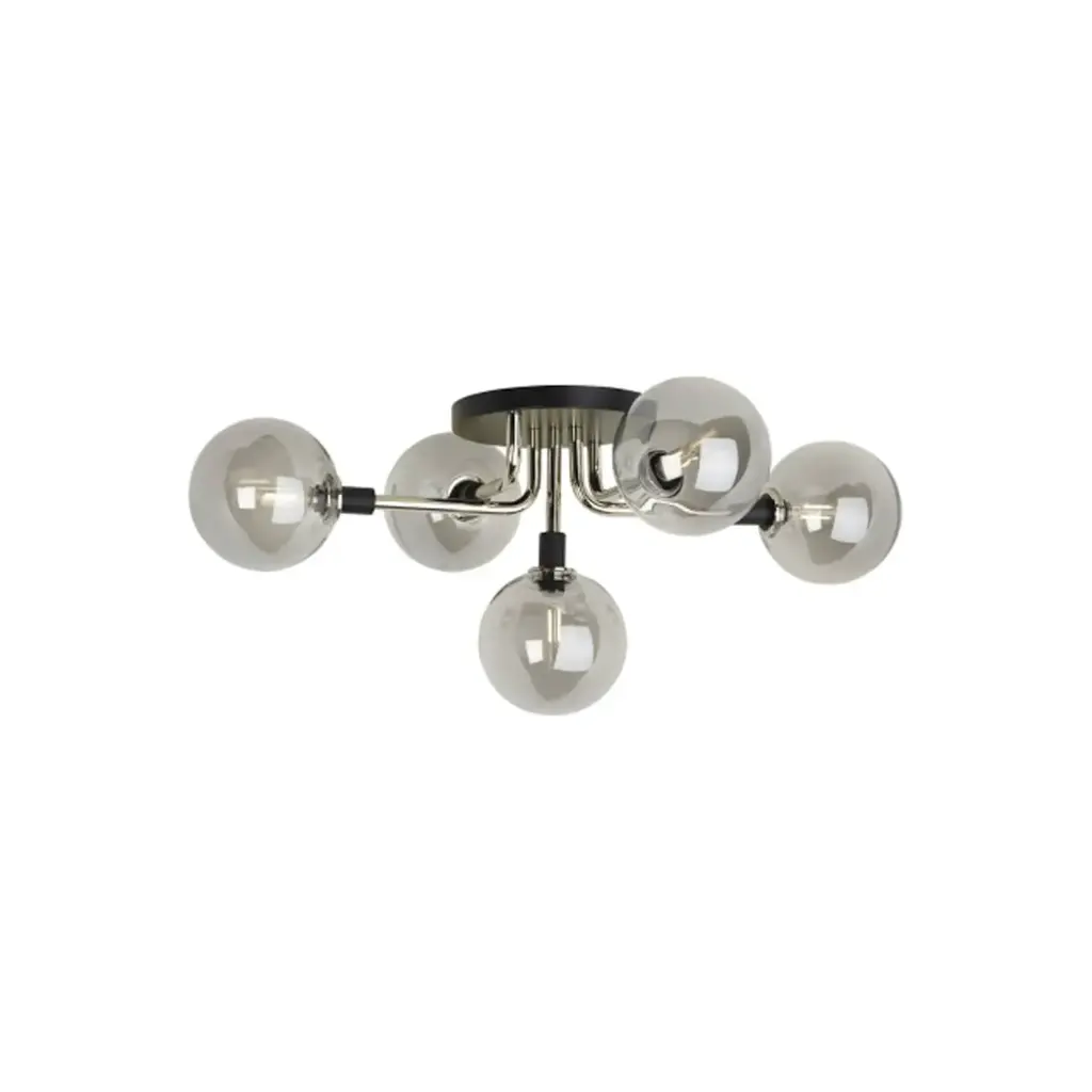 Plafonnier DEL, finition nickel satiné, 5 X T10