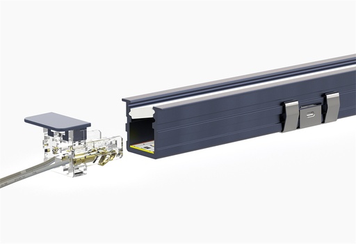 [FLEX-MOUL-1210-24V-BK] Moulure en aluminium avec diffuseur givré, 2.2 watts par pieds, modèle étroit encastrable, finition noire