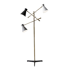 [3282-21] Lampe de plancher, finition laiton antique, 3 X A19