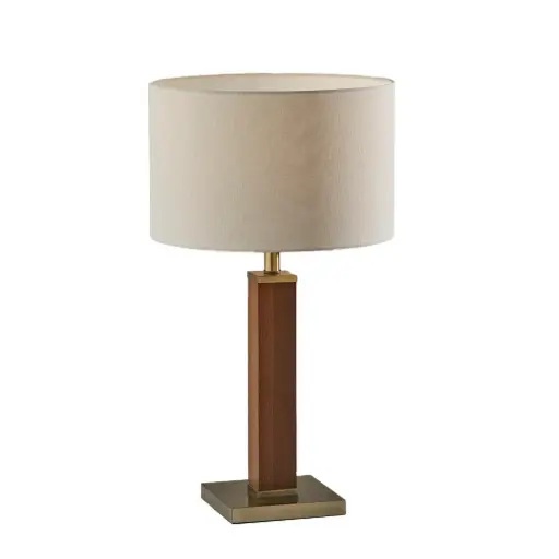 [3497-21] Lampe de table, finition noyer et crème, 1 x A19 3 voies