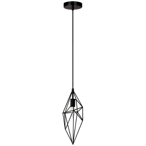 [918-1P] Luminaire suspendu, finition noir, 1 X culot E12