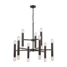 [21156/12+6] Luminaire suspendu, finition bronze brossé huilé, 18 X A19