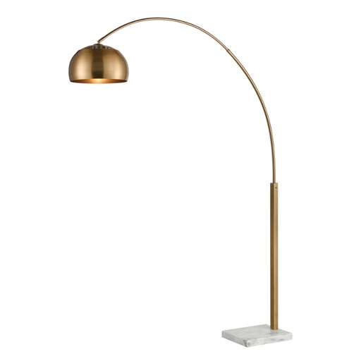 [D3591] Lampe de plancher, finition laiton vieilli et marbre blanc, 1 X A19