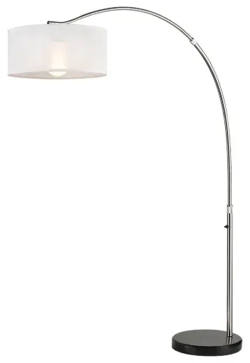 [D3703] Lampe de plancher, finition stainless et marbre noir, 1 X A19