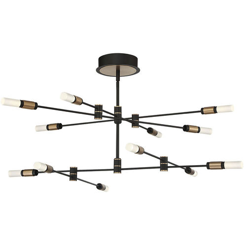 [37051-013] Luminaire suspendu DEL, finition noire et laiton, 30 watts, 3000K