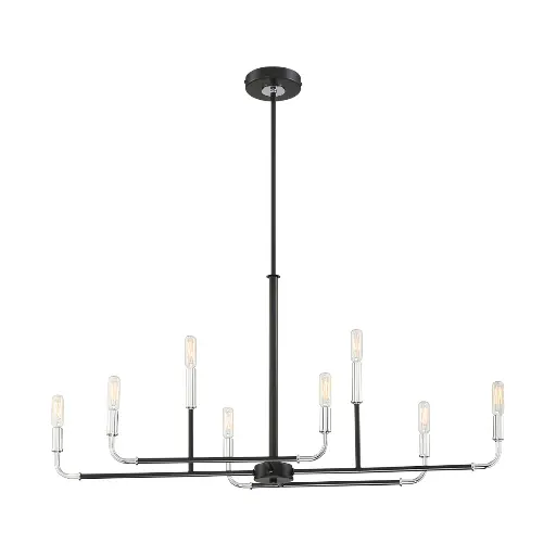 [37129-019] Luminaire suspendu DEL, finition chrome et noir, 320 watts, 8 X Edison