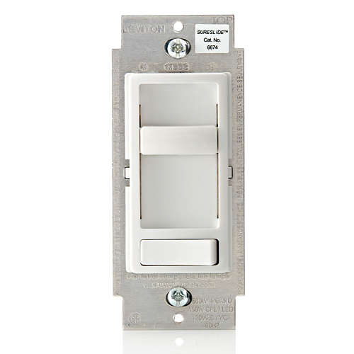 [6674-P0W] Gradateur SureSlide DEL, LFC et incandescent, finition blanche