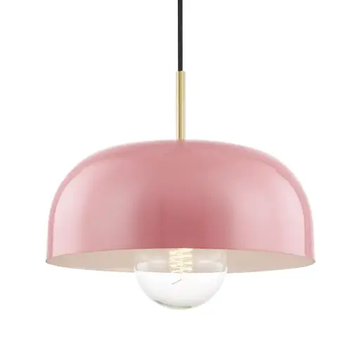 [H199701L-AGB/PK] Luminaire suspendu, finition laiton brossé et rose, 1 X A19